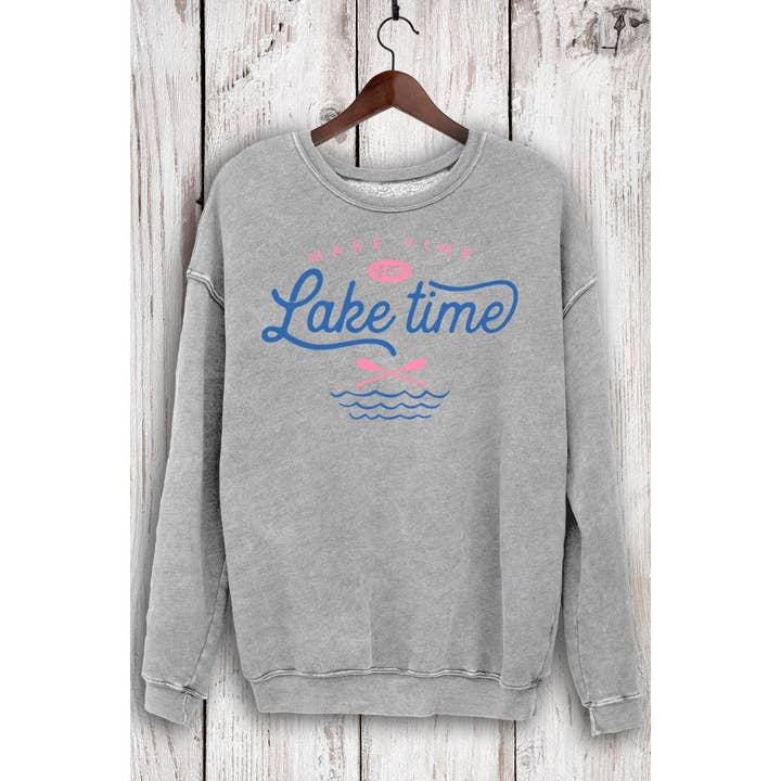 HRTandLUV - Wholesale Sweatshirt - Women's - MAKE TIME FOR LAKE TIME MINERAL SWEATSHIRTS