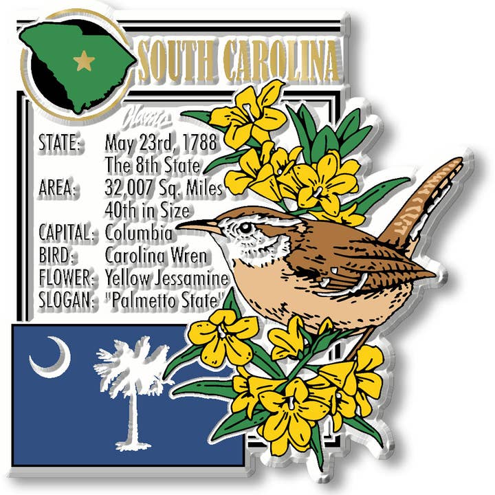 South Carolina State Montage Magnet, Made in USA for wholesale by 7 Star
