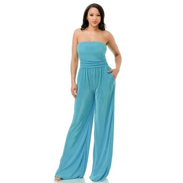 Black Pearl Clothing – wholesale Jumpsuit – Women's – PLUS SIZE CLOTHING PLISSE STRAPLESS JUMPSUIT