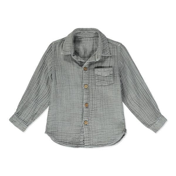 Tokyo grey gauze shirt for wholesale by Poppet & Fox