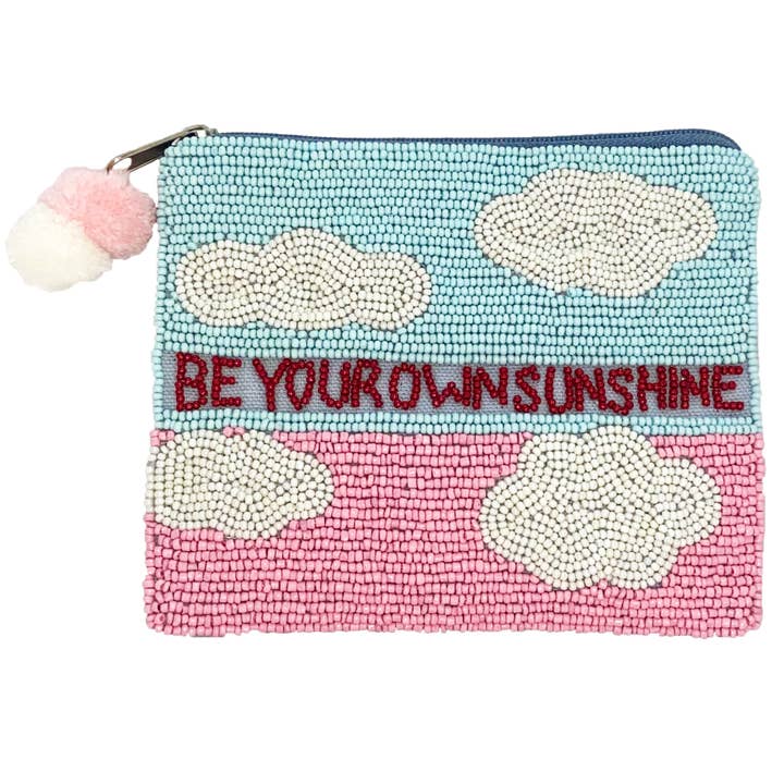 BE YOUR OWN SUNSHINE BEADED COIN POUCH for wholesale by Pizzazz, Inc.