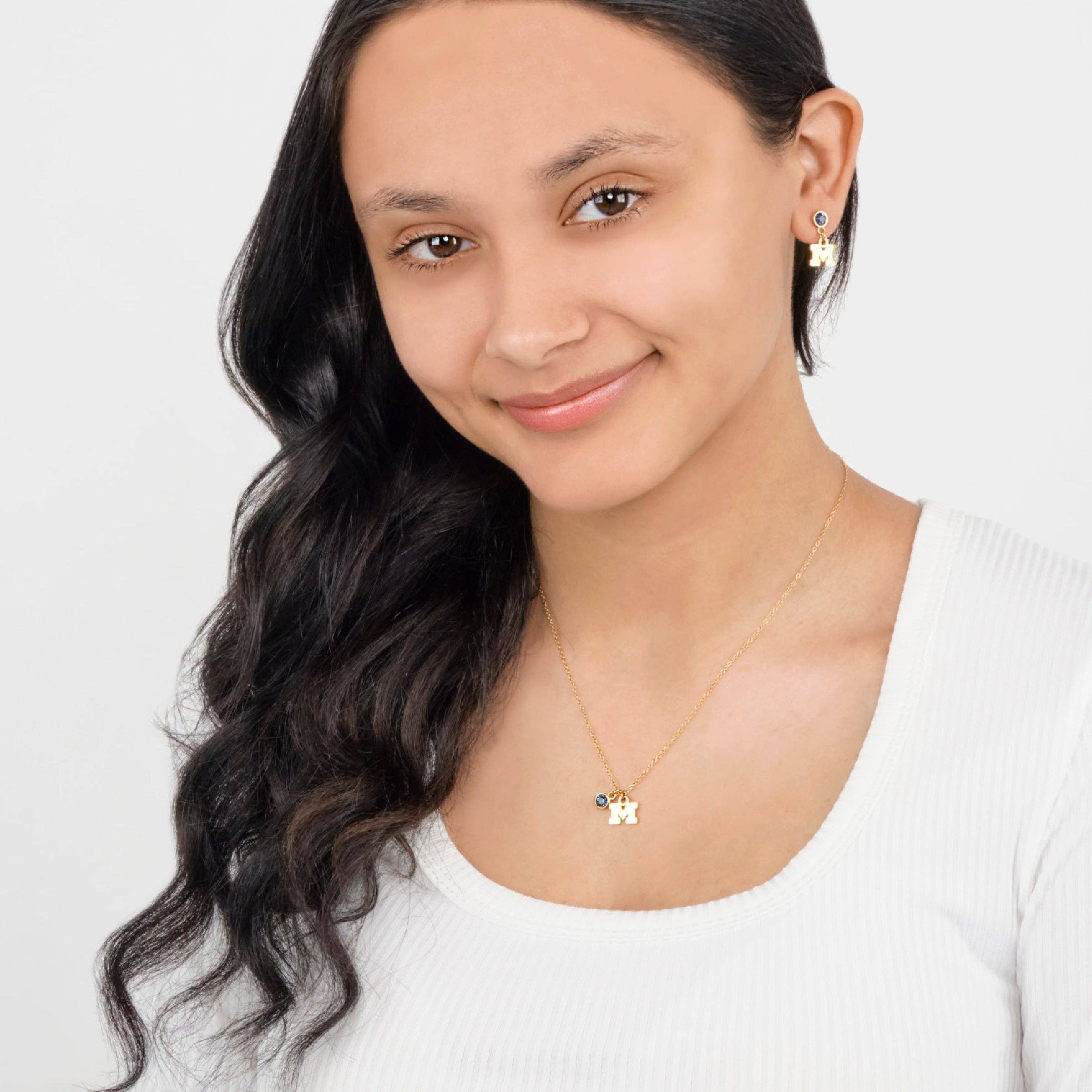 Stone Armory - Wholesale Pendant/Charm Necklace - Michigan Block M Gold Plated Charm Necklace3