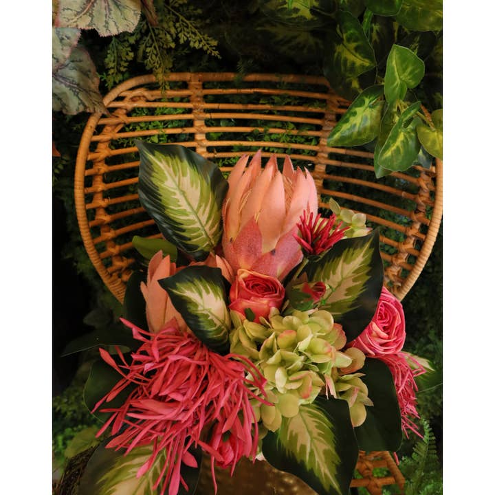 David Christopher's Collection - Wholesale Artificial Flowers - 8.5” Fresh Touch Cabbage Rose Bundle- Fuchsia1