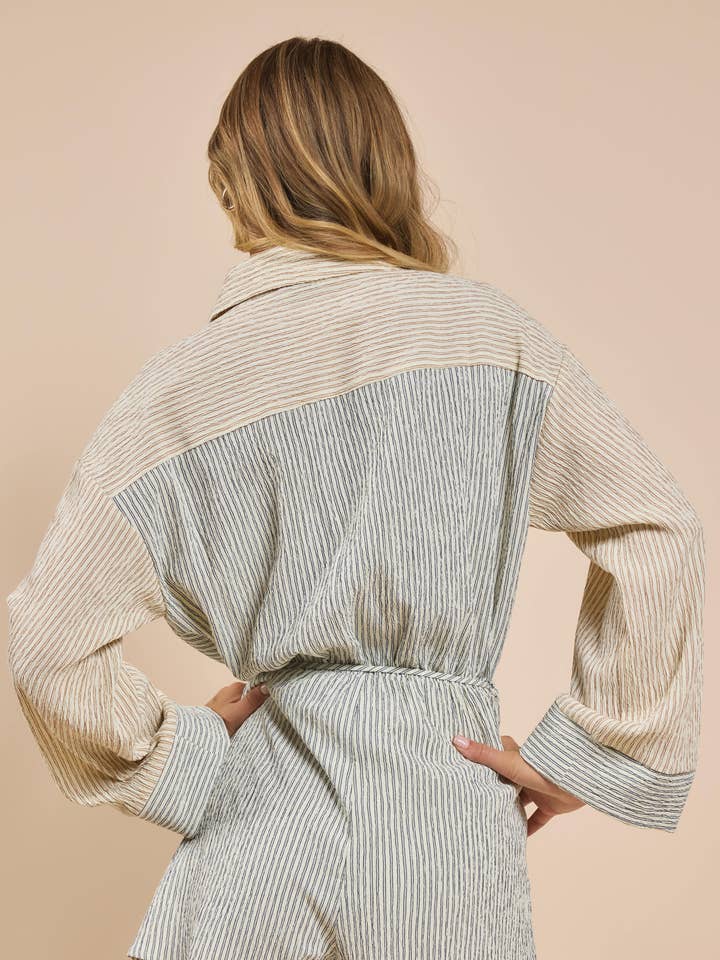 Sadie & Sage - Venta al por mayor Peto - Mujer - Pelele a rayas en contraste de In The Clouds: CREAM NAVY