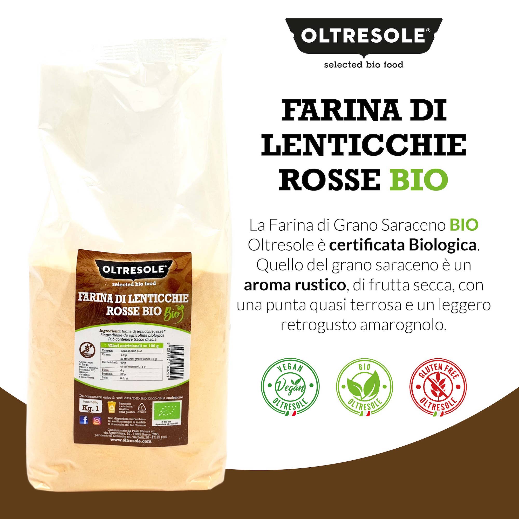 Oltresole - Wholesale Gluten-Free Flour - ORGANIC RED LENTIL FLOUR 1 Kg3