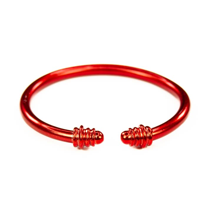 Bracciale a polsino liscio #6 rosso metallizzato per la vendita all'ingrosso da parte di Savvy Bling