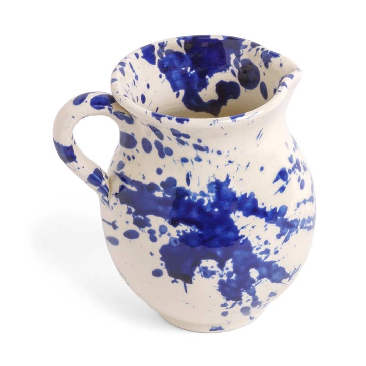 Milk Jug Blue Splatter for wholesale by ABS Pottery
