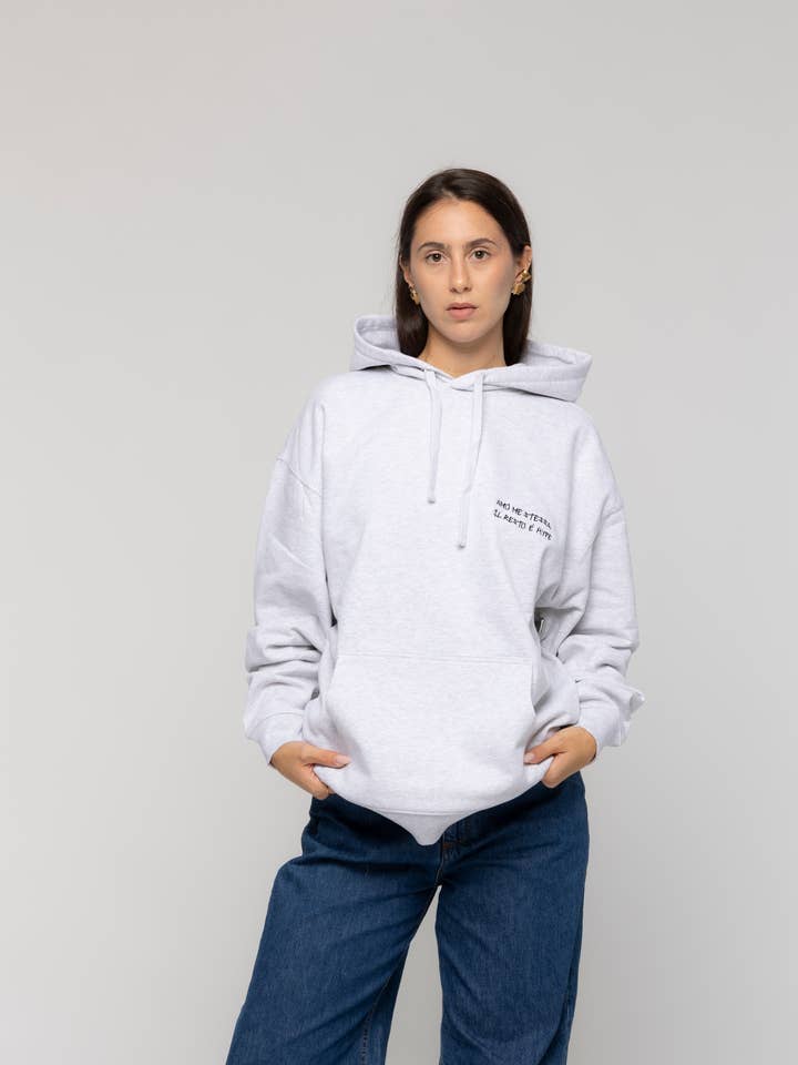Cool Heather Grey Embroidered Hoodie for wholesale by Giorgia Fratta