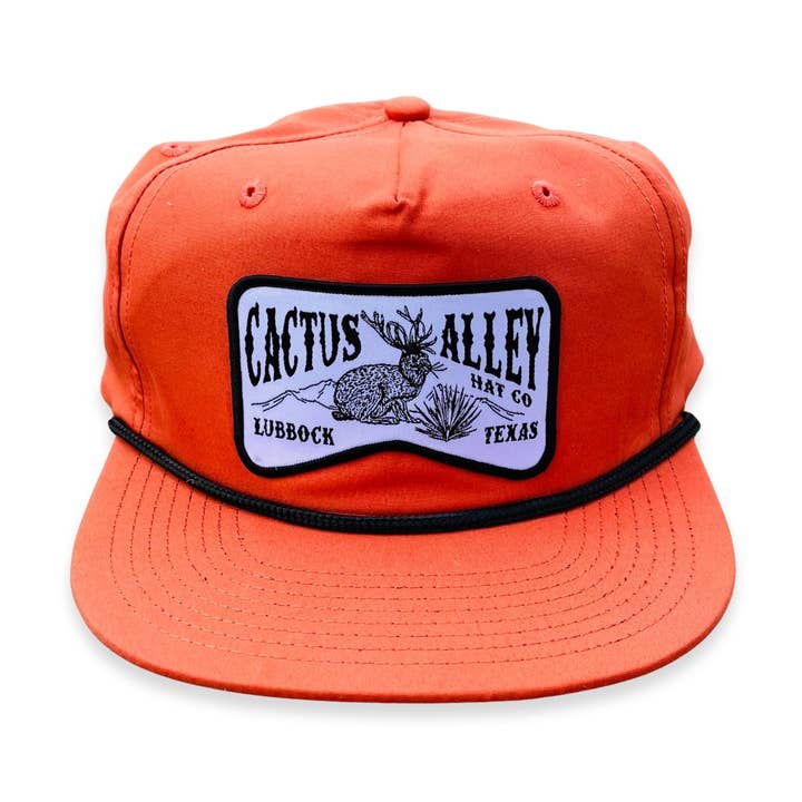 Gorra Snapback Jackalope CA256 Naranja Oscuro/Cuerda Negra para venta al por mayor de Cactus Alley Hat Co.