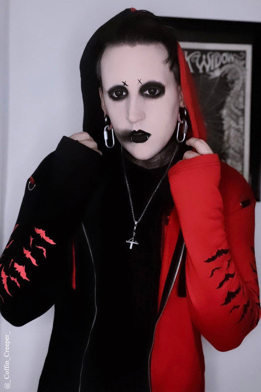 vampirefreaks – wholesale Hoodie – Women's – Split Mage Hoodie [Black/Red]3