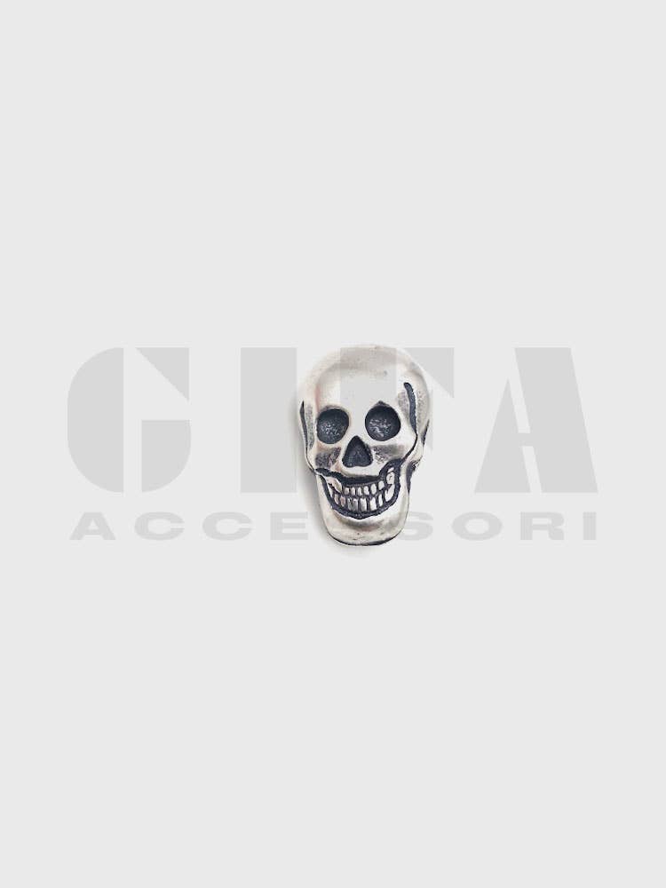 Gifa Accessori - Wholesale Stud/Post Earrings - Large skull stud with old silver rivet0