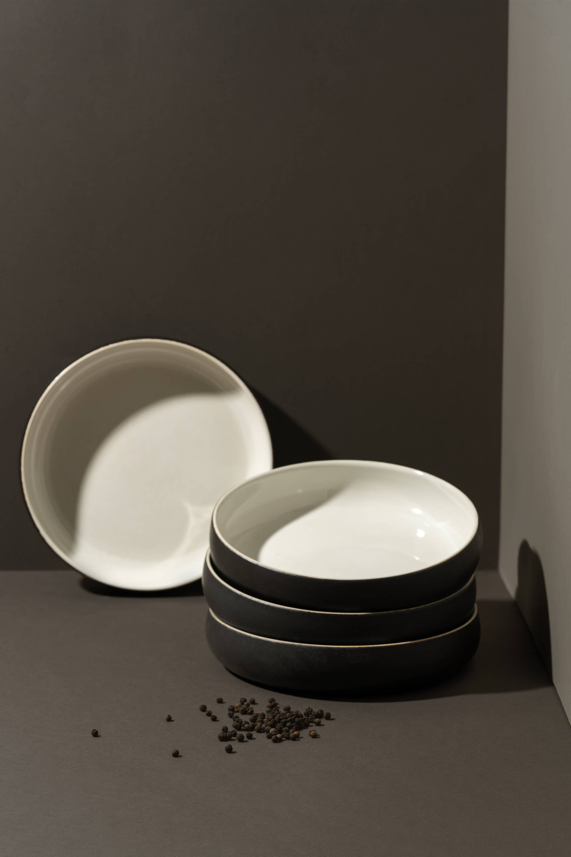 GHARYAN Stoneware & Olive Wood Tableware | Ships from USA - Wholesale Salad Plate - Handmade Stoneware Pasta/Salad Plate | Edan 7.9"22