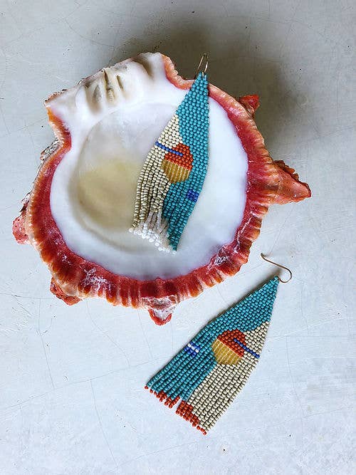 Sol Handwoven Dangle Earrings with Japanese Glass Beads for wholesale by Weave Gold