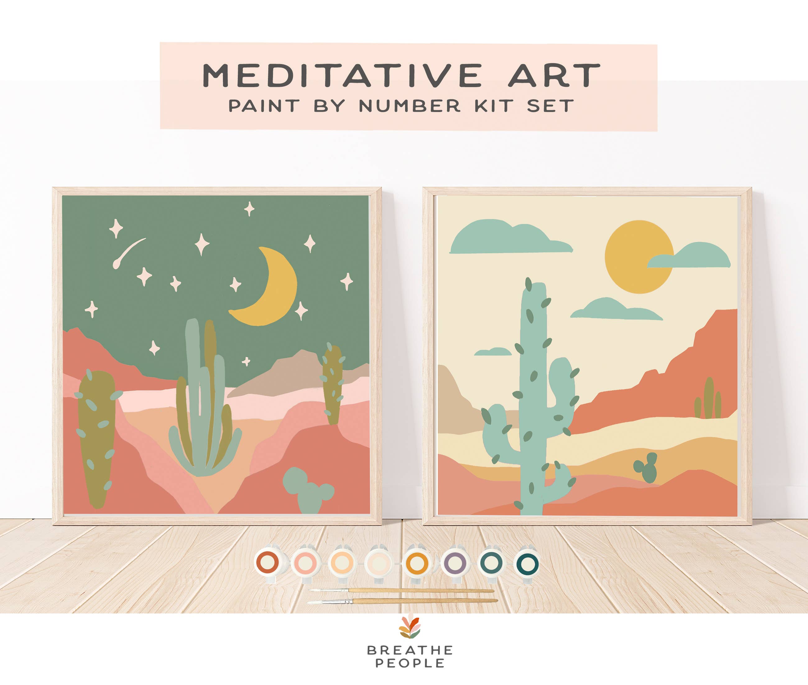Breathe People - Wholesale DIY Craft Kit - Zen Desert Meditative Art Paint by Number Kit + Easel3