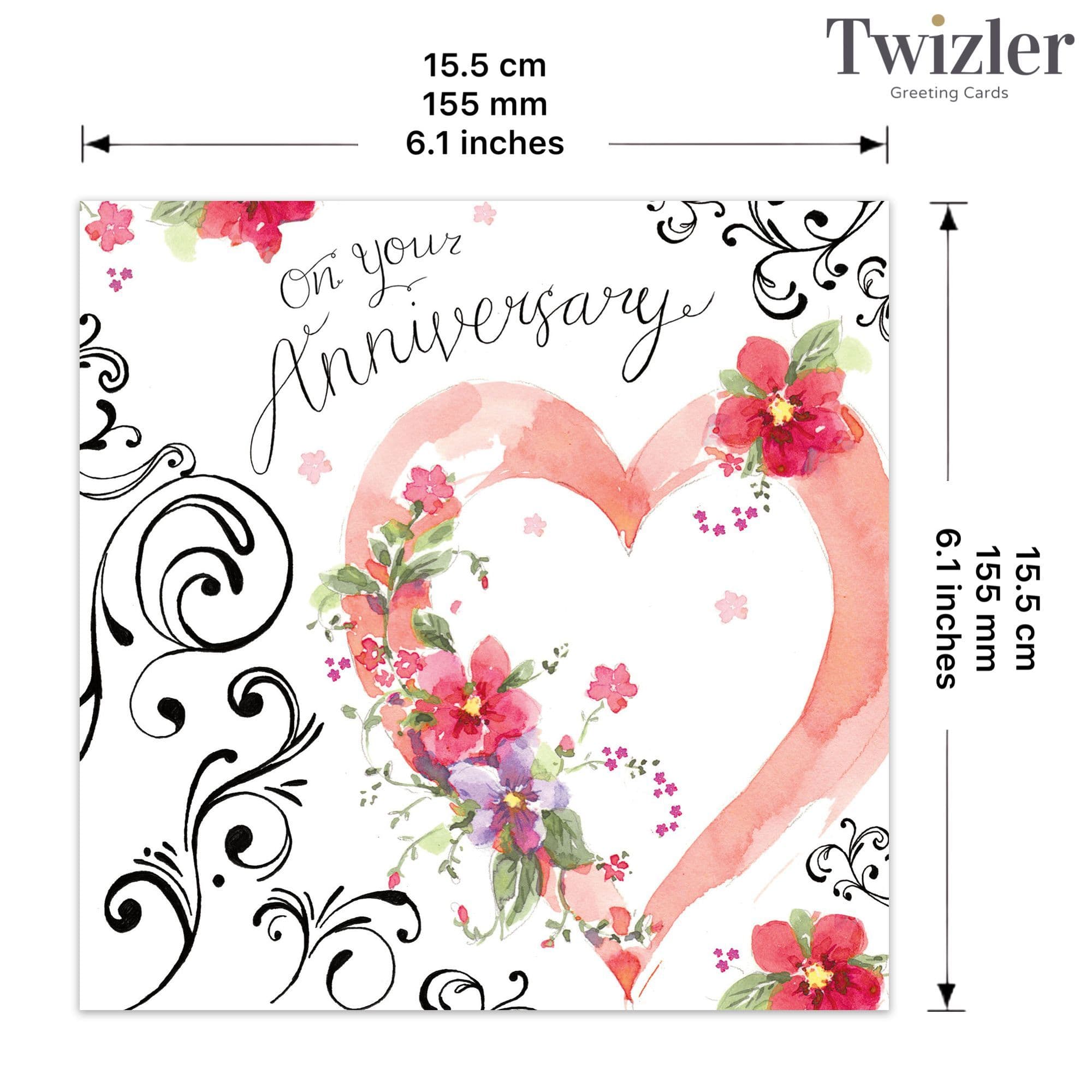 Twizler Ltd - Wholesale Anniversary Card - Heart Anniversary Card2