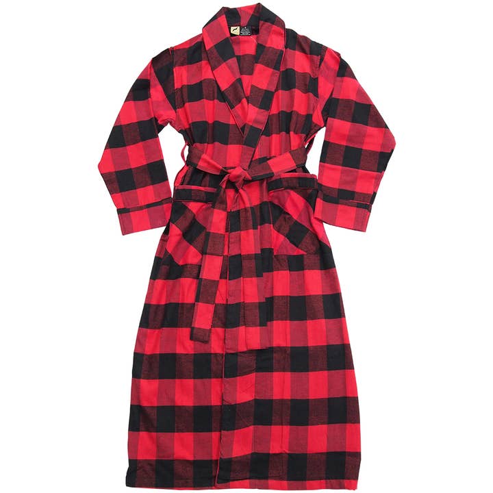 Norty Men's Flannel Bathrobe 41540 Red Black Bath Robe for wholesale by Eastern Off Price