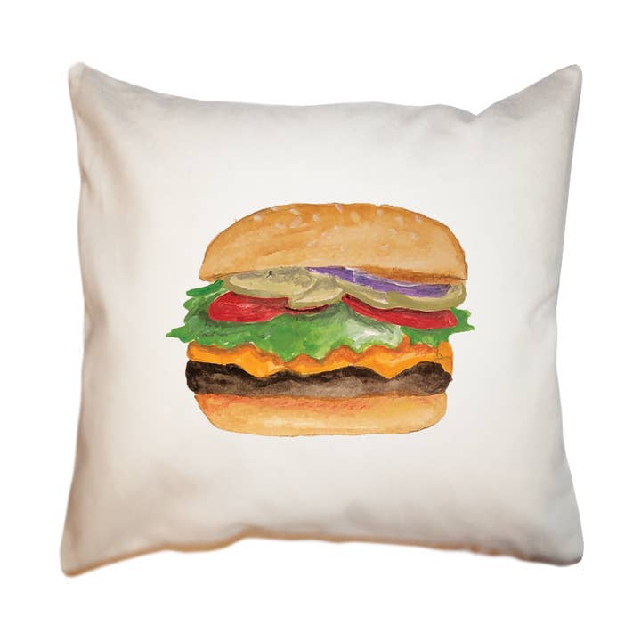 burger firkantet pude for engroshandel hos Tina Labadini Designs