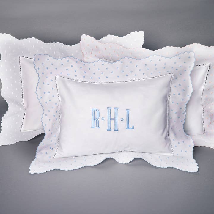 Swiss Dots on Rosepointe Scalloped Border Pillow Shams for wholesale by Edward Boutross