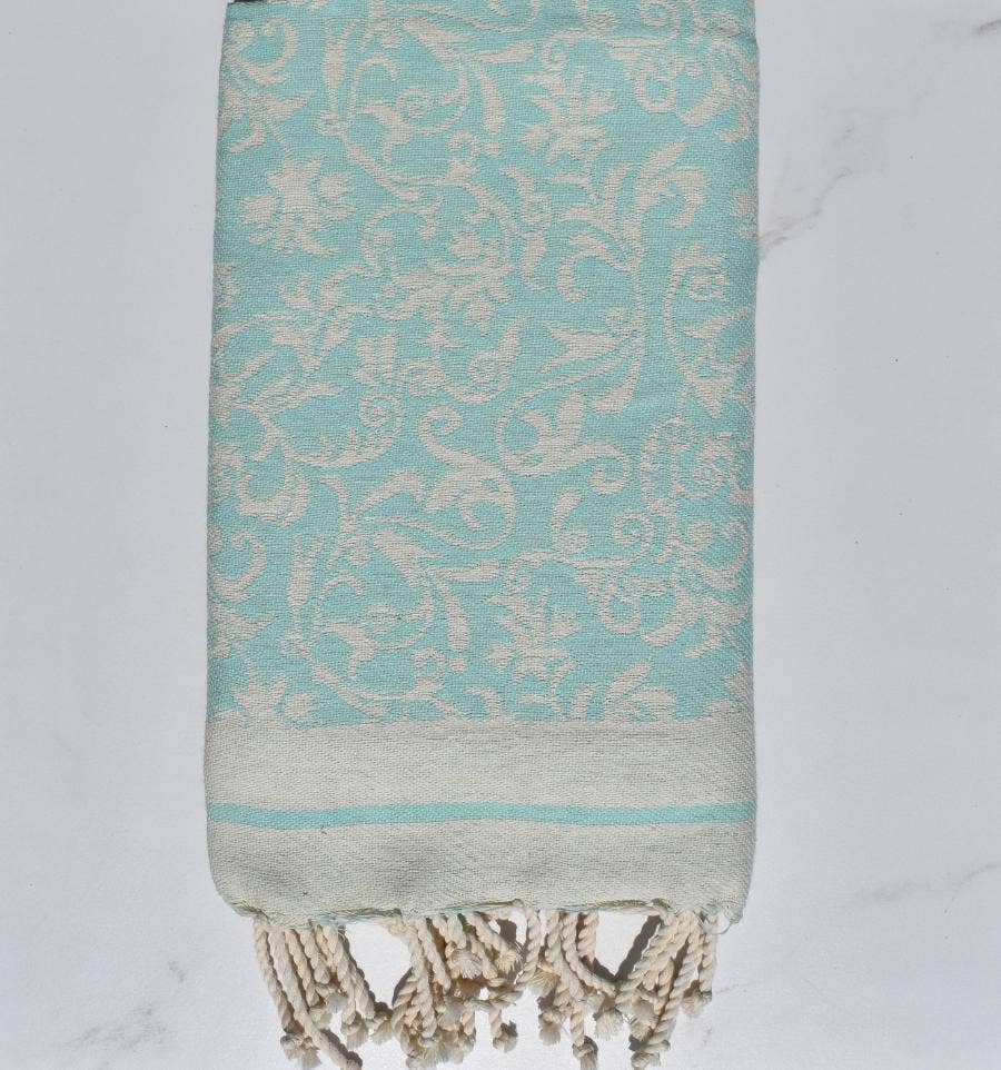 Fouta Tunisia – wholesale Strandhandduk – Fouta Versailles med tidlösa blommönster11
