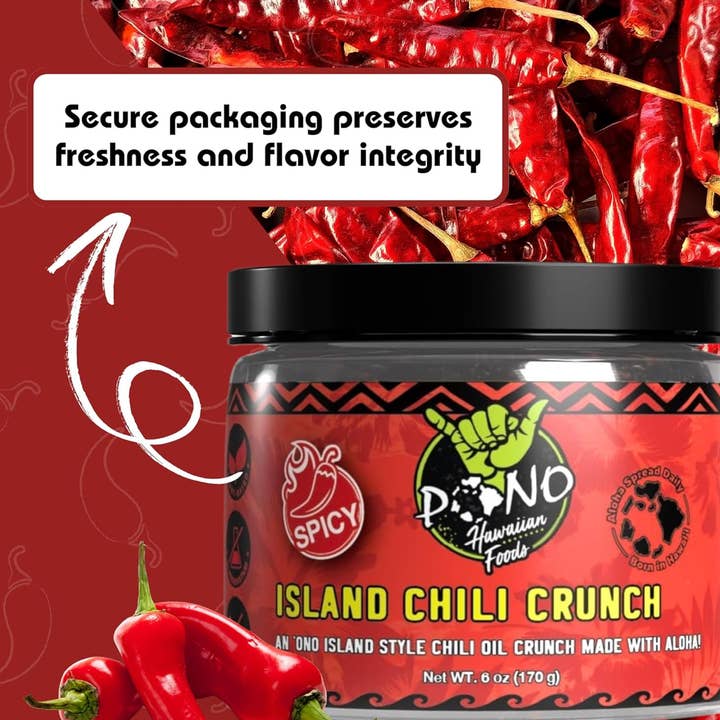 Pono Hawaiian Foods Co – Großhandel Chilisoße – Premium Island Chili Crunch - (SCHARF) 6oz - 6er Pack5