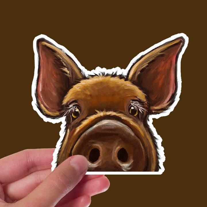 Hippie Hound Studios - Vente Autocollant - Autocollant « Elmer » en forme de cochon, autocollant de 4 pouces, mignon animal de ferme