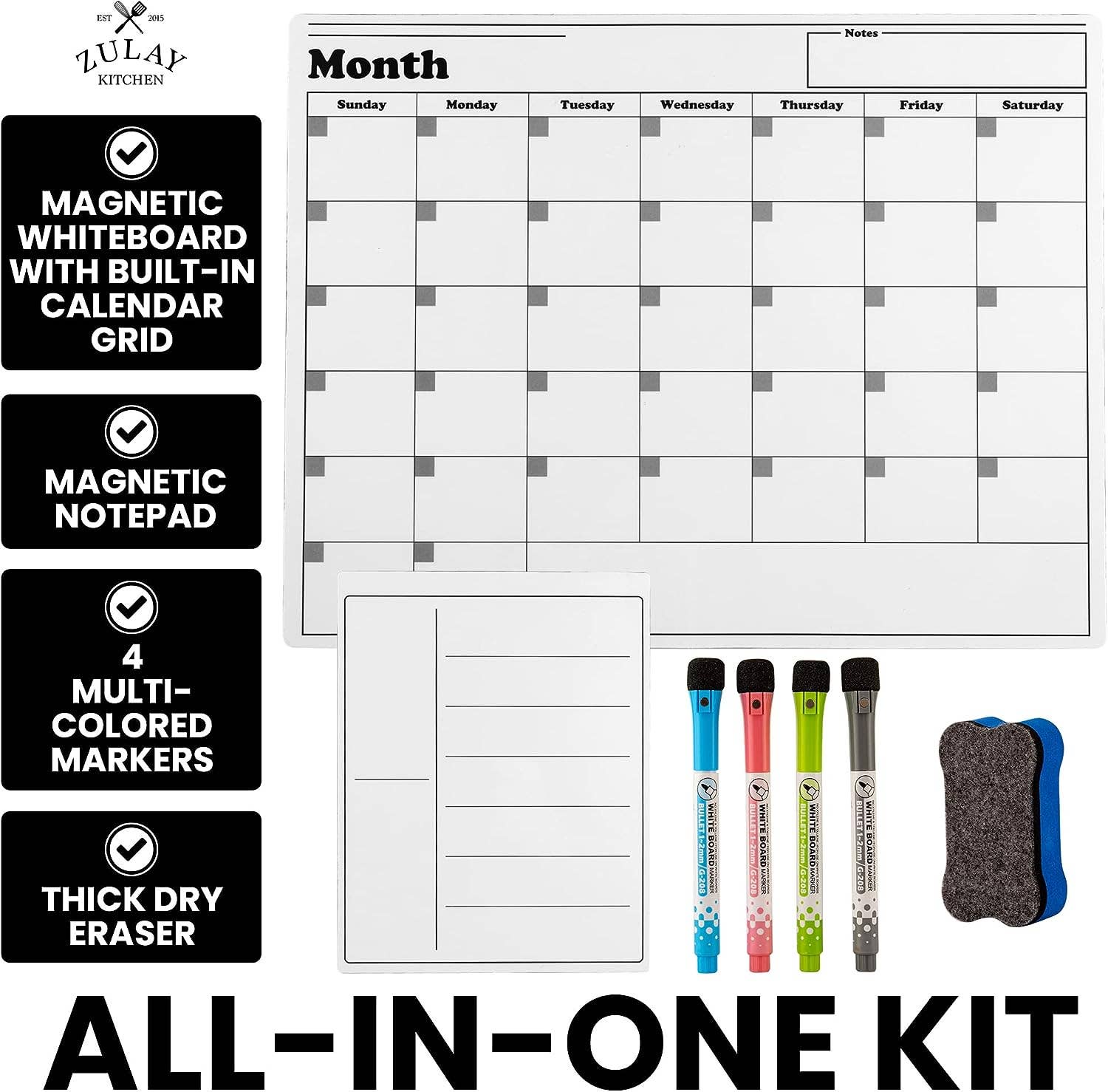 Zulay Kitchen - Wholesale Whiteboard/Dry-Erase Board - Magnetic Dry Erase Calendar Whiteboard Kit7