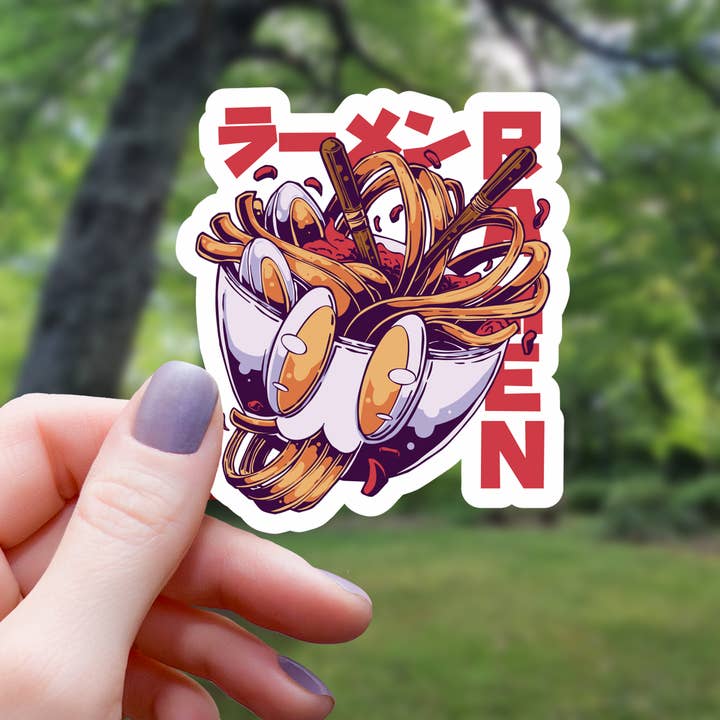 Ramen Monster With Japanese Kanji Sticker - 3" for wholesale by Mimic Gaming Co