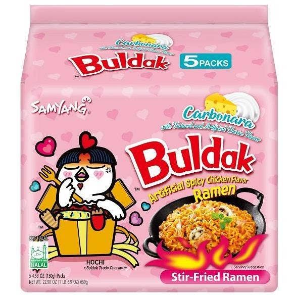 Samyang Buldak Pittige Kip Carbonara 5 PK voor wholesale door L&F Universal Goods