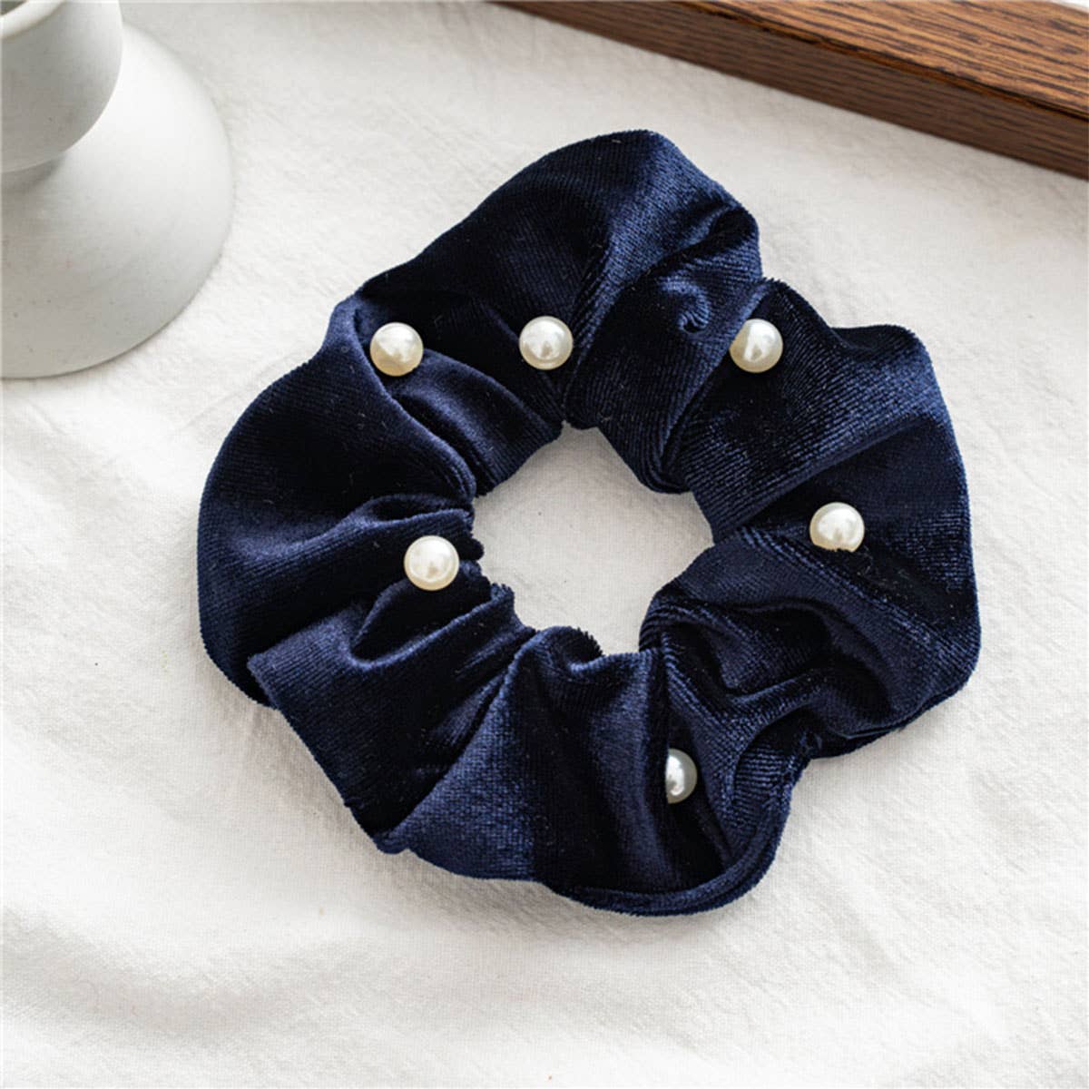 ACCITY - Wholesale Scrunchie - Women's - PEARL FUZZY HAIR SCRUNCHIES_CWAHA03822