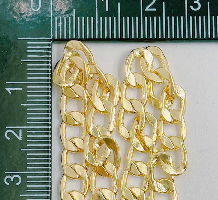 Beads Creation - Vente Matériels de bricolage - Chaîne gourmette cubaine en or 18 carats par pied, chaîne gourmette cubaine, CH1023