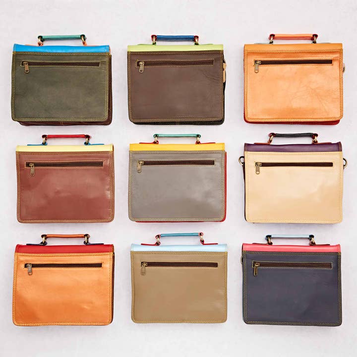 The Paper High Gift Company Limited – wholesale Satchel – Women's – Shruti Small Multicoloured Recycled Leather Satchel