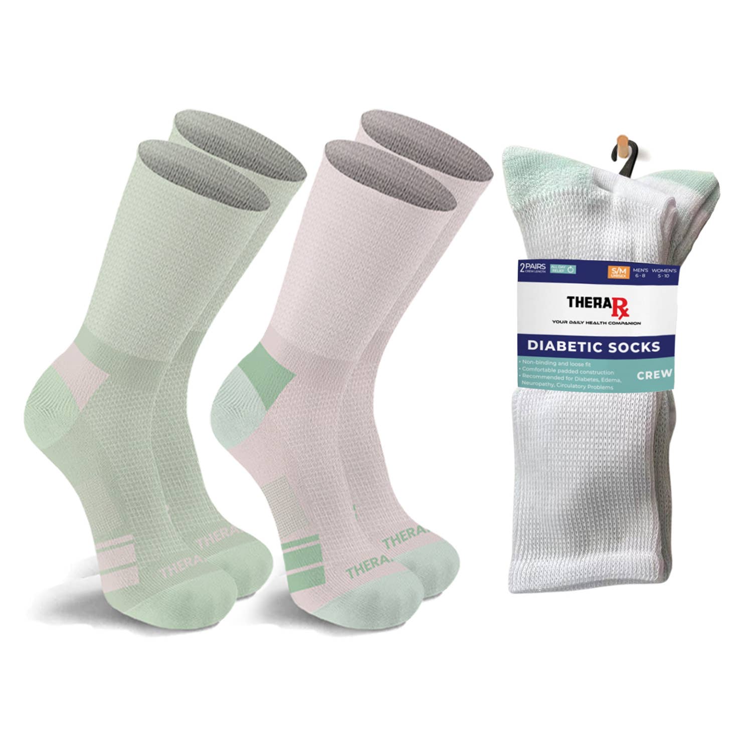 The American Gift Company (TAGCO) - Wholesale Socks - Unisex - 2-Pairs: Non-Binding Loose Fit Cotton Diabetic Crew Socks9