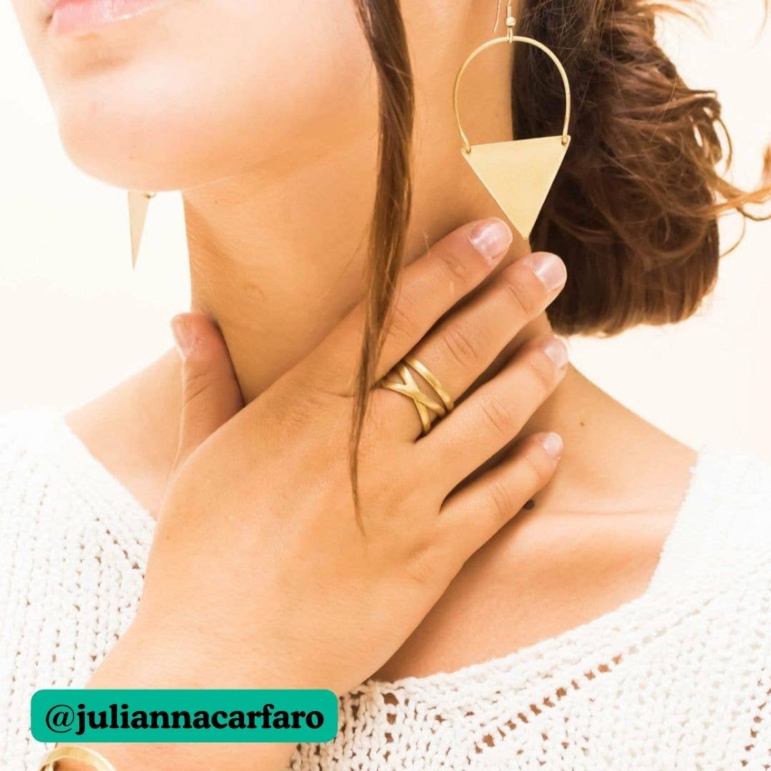 WorldFinds - Wholesale Band/Stacked Ring - Linear X Ring - Gold3