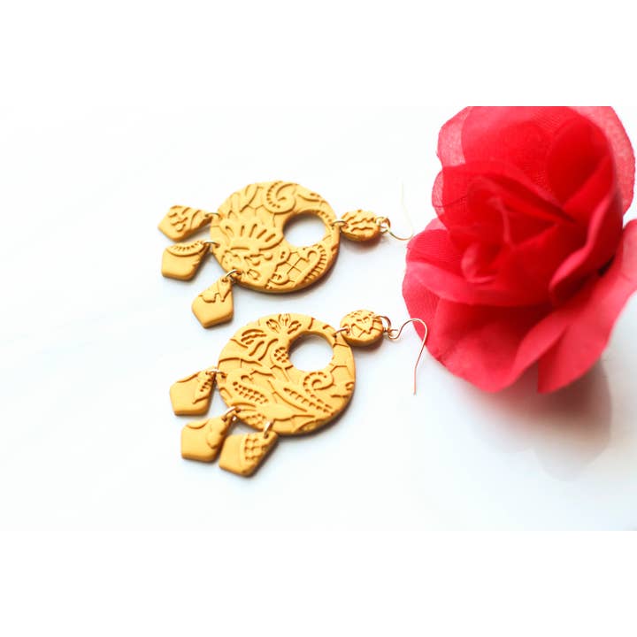 Skye Eclisse Jewelry - Vendita all'ingrosso Orecchini pendenti - Orecchini messicani in oro per donna, orecchini Frida Kahlo6