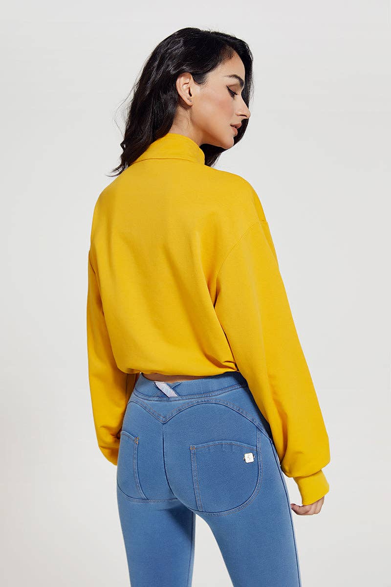 Crave by FW - Wholesale Sweatshirt - Women's - Half-zip Stand-up Collar Sweatshirt - Cropped Design11