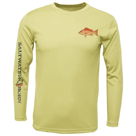 Snapper on Chest Long Sleeve UPF 50+ Dry-Fit Shirt for wholesale by Saltwater Born
