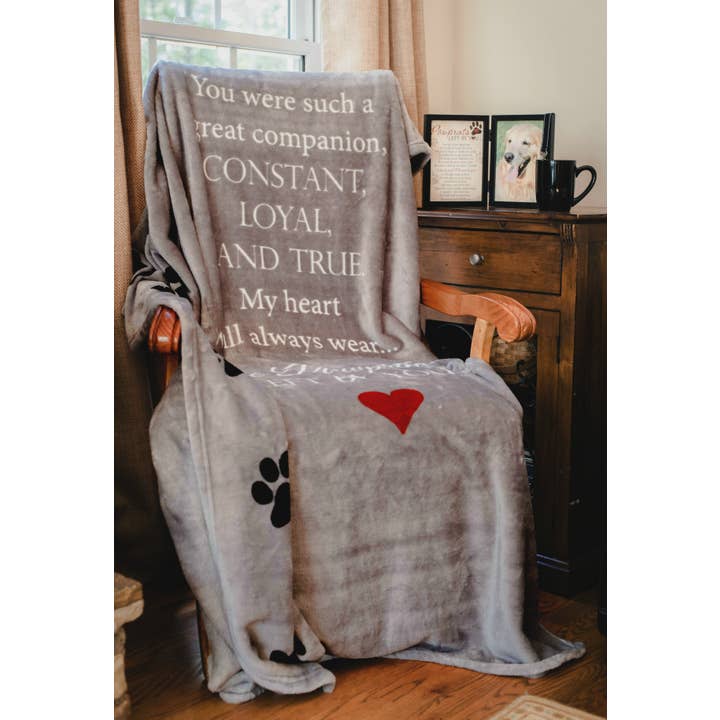The Grandparent Gift Co. Inc. - Wholesale Throw Blanket - Pawprints Left By You Sympathy Pet Loss Hugs Blanket 6099
