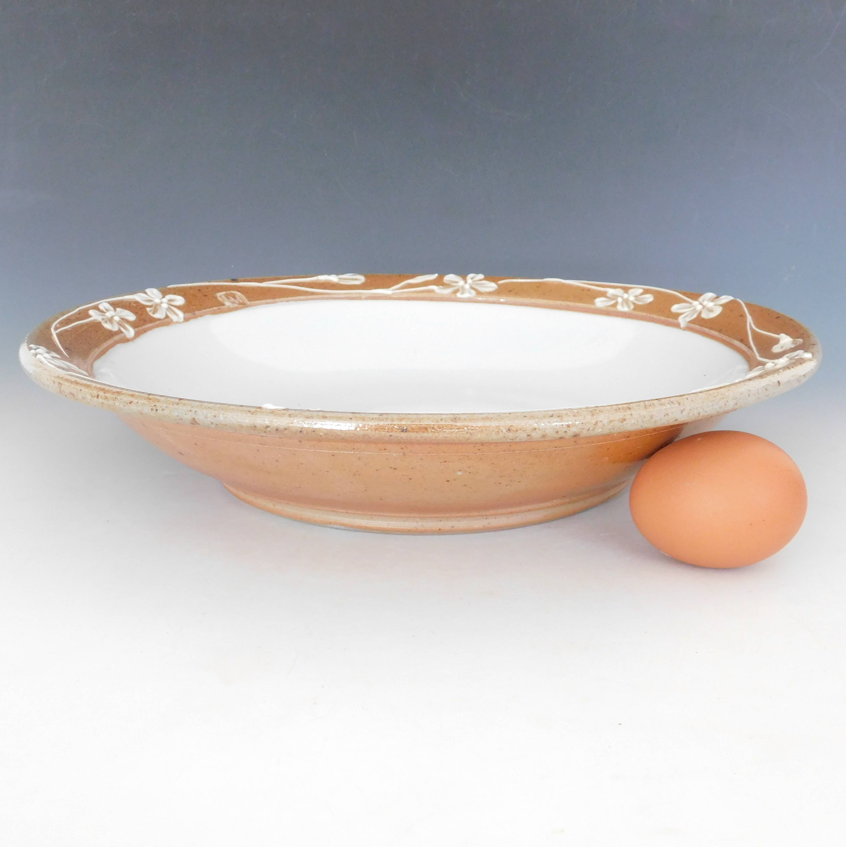 Fine Mess Pottery - Wholesale Serve Bowl - Pasta Serving Bowl. Flax Blossoms4