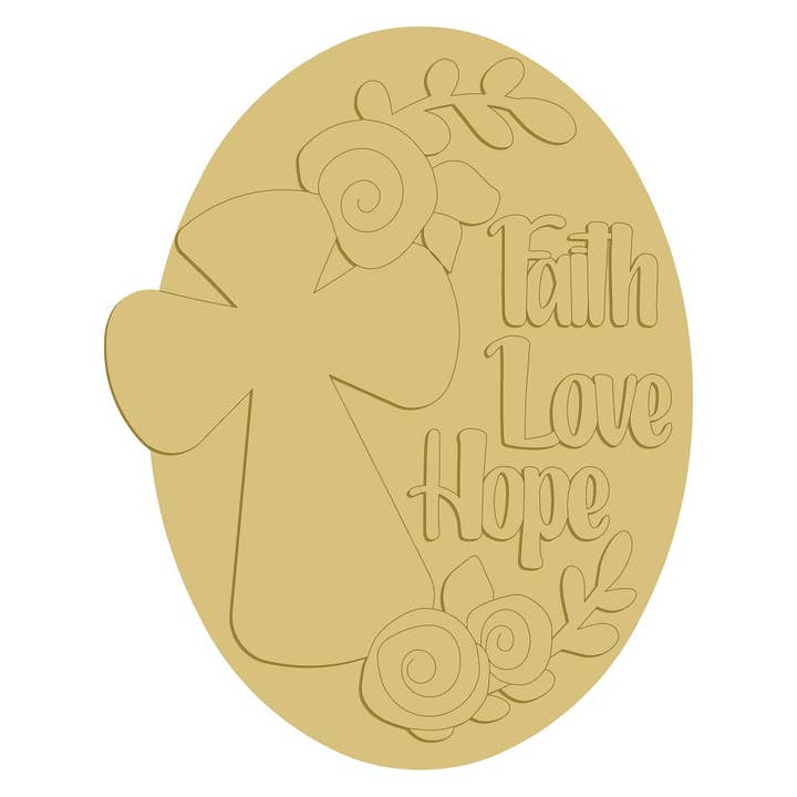 Croix en bois inachevée à découper en 3D Faith Love Hope Style 15 pour la vente par Diverse Woodworking