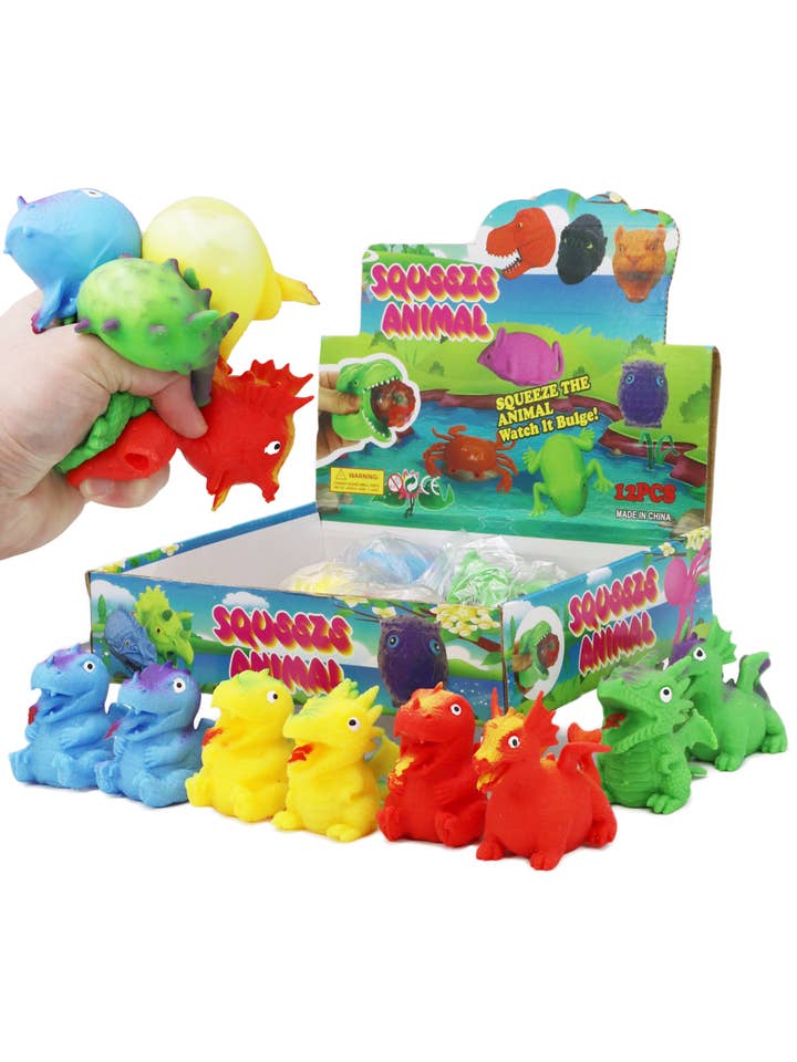 Giocattolo Squishy Ripieno di Melma Jiggly Dinosauro Drago - 12 pz per la vendita all'ingrosso da parte di Cap Zone
