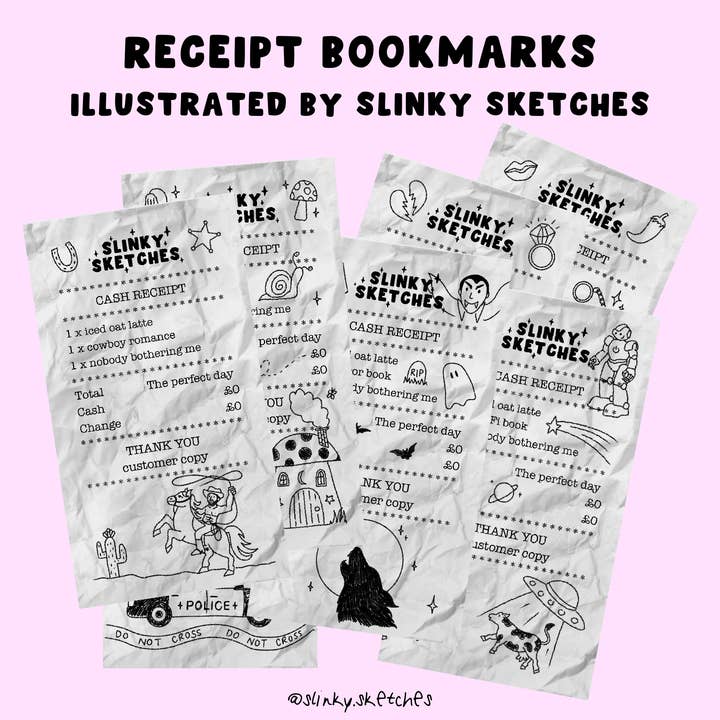 Kvitto Genre Bokmärke / Skräp Bokmärke för wholesale av Slinky Sketches