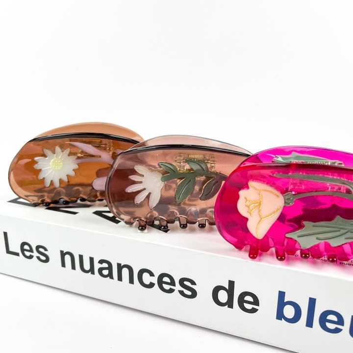TheDivaSoap - Wholesale Hair Clip - Women's - Semi-Circular Floral Hair Clip, Springtime Acetate Claw Clip