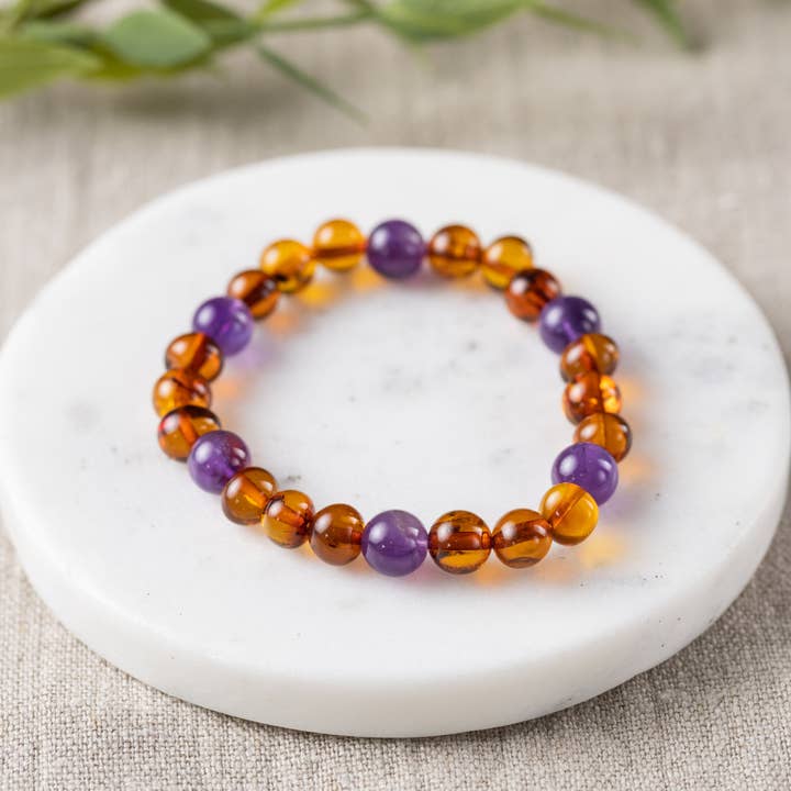 R.B. Amber Jewelry – wholesale Beaded bracelet – Adults | CHUNKY Baltic Amber + Gemstone Bracelets14