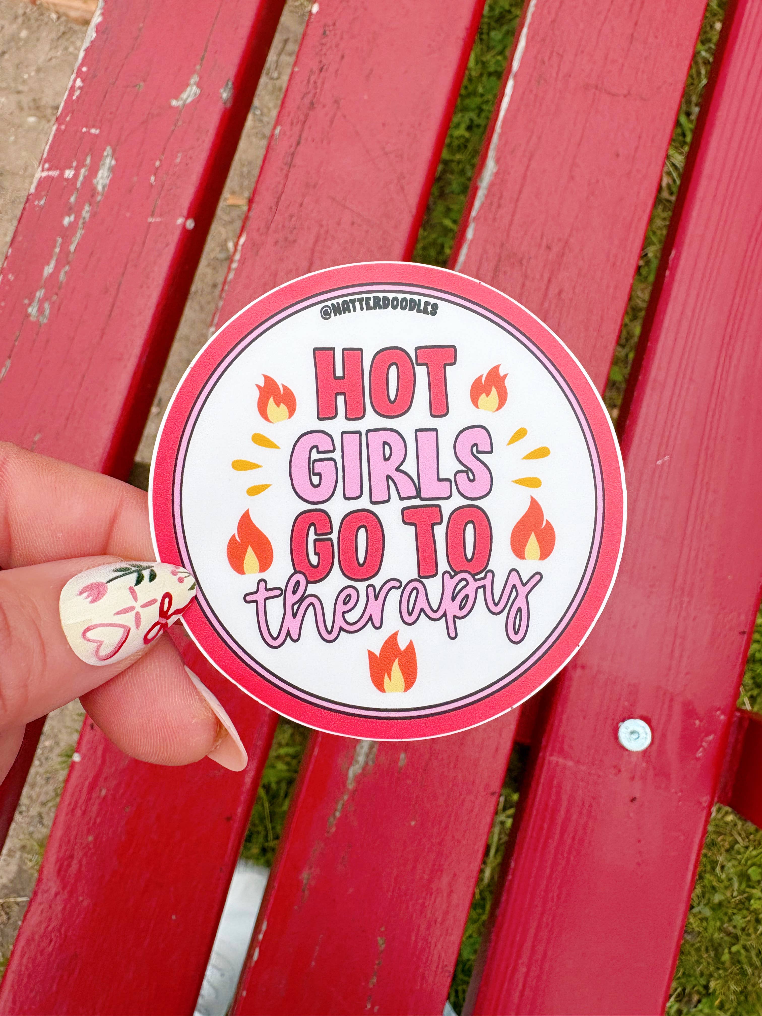 NatterDoodle - Wholesale Sticker - Hot Girls Go to Therapy Funny Mental Health Sticker5