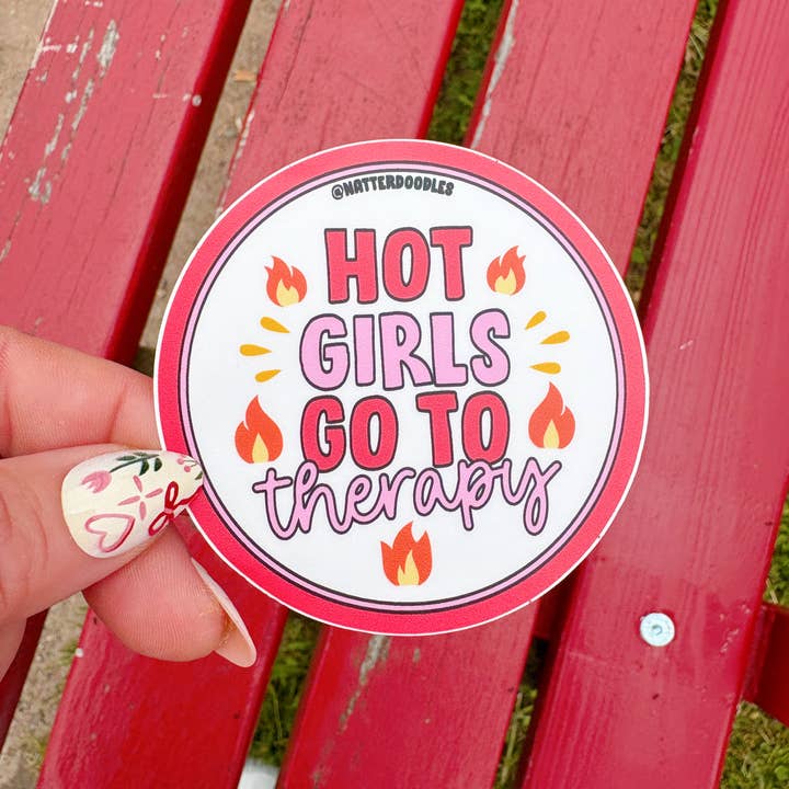 NatterDoodle - Wholesale Sticker - Hot Girls Go to Therapy Funny Mental Health Sticker5