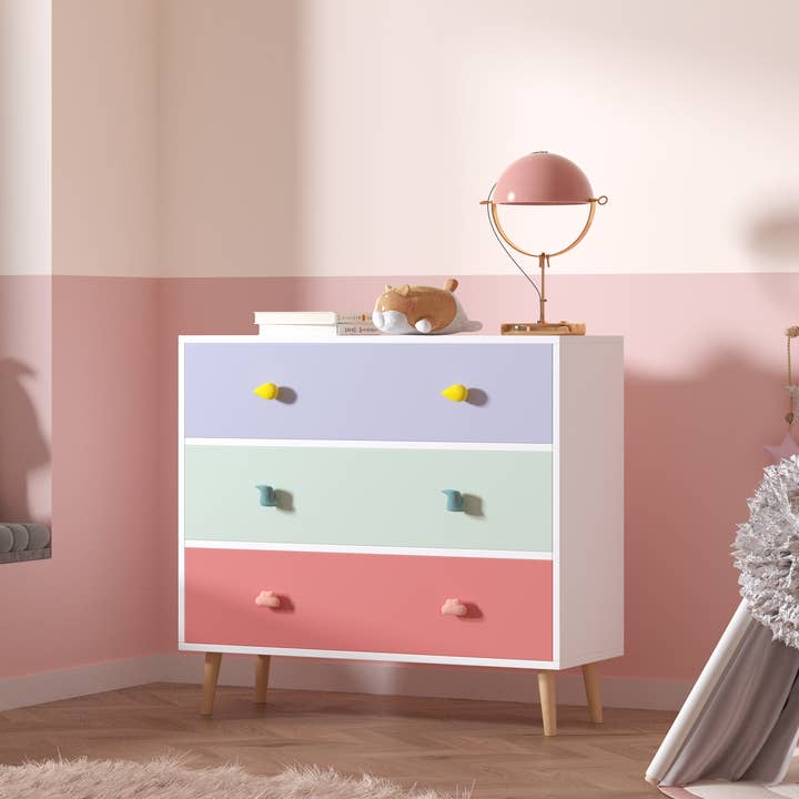 39F Inc. - Wholesale Bedroom Furniture - Colorful Kids 3-Drawer Dresser Storage Cabinet for Bedroom22
