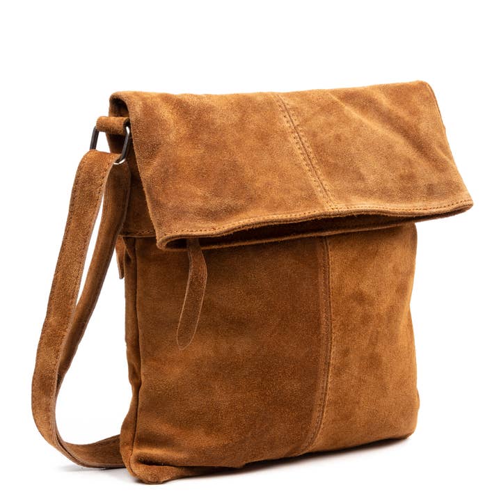 Sac à bandoulière Airuno pour femme en cuir véritable suédé pour la vente par FIRENZE ARTEGIANI