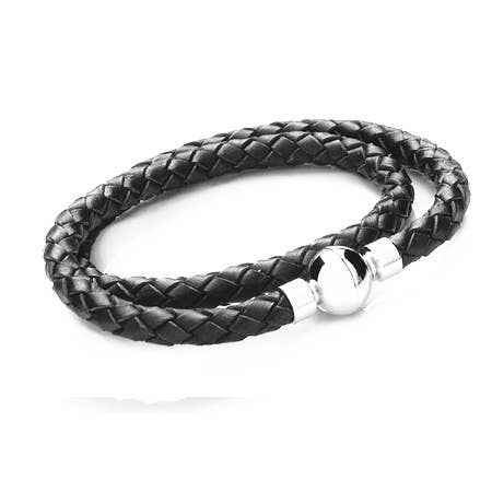 Pulsera de piel italiana gris para venta al por mayor de Midhaven Ltd - Tribal Steel
