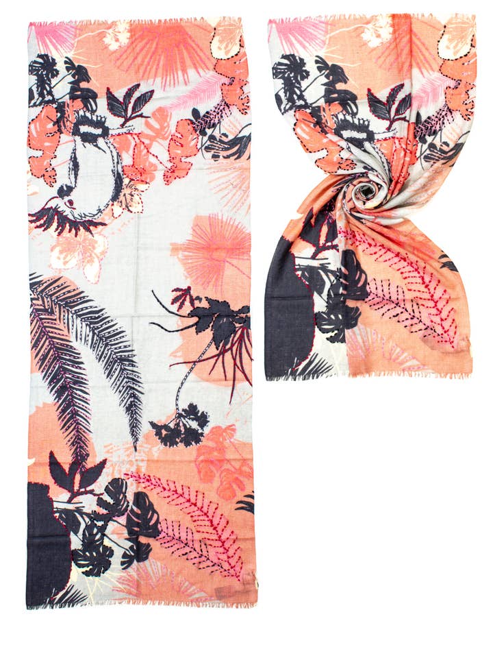 ÉTOLE SOFT PALMS BRODERIE 100% LAINE, 70X180, FABRIQUÉE EN INDE pour la vente par Ayfee