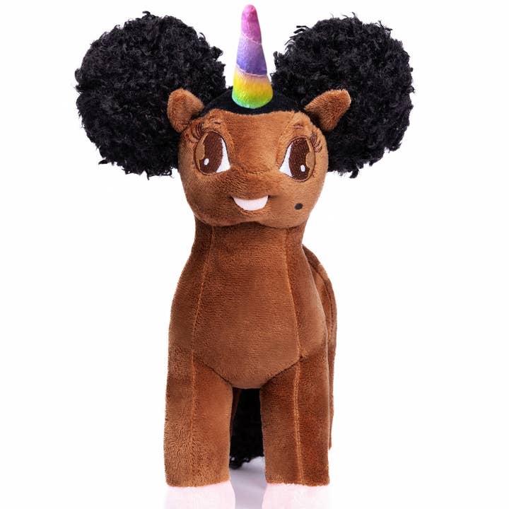 Armani Einhorn-Plüschtier mit Afro-Puffs, 30,5 cm für den Großhandel von YOUnicorn Kidz